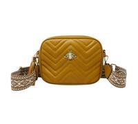 Kitise Bee Embellishment Quilted Chevron Crossbody Camera Bag In Mustard Mustard