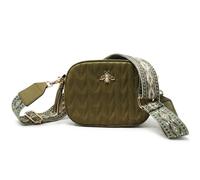 Kitise Bee Emblem Quilted Crossbody Camera Bag With Canvas Strap In Green Green