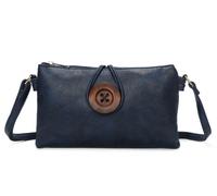 Kitise Big Button Slim Handbag Crossbody Bag - NAVY