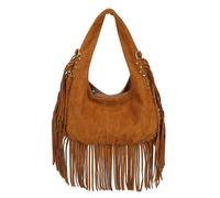 Kitise Bohemian Fringe Studded Hobo Shoulder Bag In Brown Brown