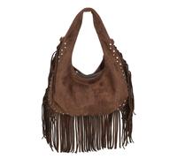Kitise Bohemian Fringe Studded Hobo Shoulder Bag In Dark Brown Dark Brown