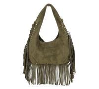 Kitise Bohemian Fringe Studded Hobo Shoulder Bag In Green Green