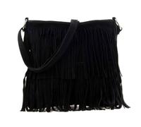 Kitise Boho Style Italian Fringed Suede Crossbody Bag In Black Black One Size