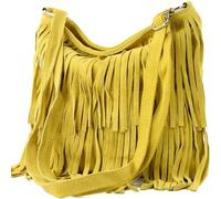 Kitise Boho Style Italian Fringed Suede Crossbody Bag In Yellow Yellow One Size