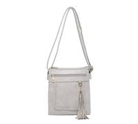 Kitise Braided Trim Double Compartment Crossbody Bag With Tassel Charm In Grey Grey
