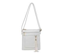 Kitise Braided Trim Double Compartment Crossbody Bag With Tassel Charm In White White