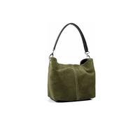 Kitise Bright Colour Multi-Compartments Italian Genuile Suede Small Tote Bag In Dark Green Dark Green