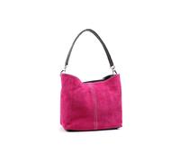 Kitise Bright Colour Multi-Compartments Italian Genuile Suede Small Tote Bag In Fuchsia Fuchsia