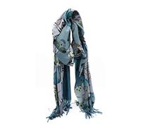 Kitise Bright Colour Whimsical Cat Themed Soft Cashmere Blend Scarf In Turquoise Turquoise