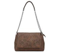 Kitise Chain Handle Multi Compartments Roomy Shoulder Bag Flap Tote In Dark Brown Dark Brown