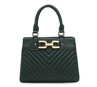 Kitise Chic Chevron Pattern Dual Handles Gold-Tone Chain Accent Shoulder Handbag Tote Bag In Dark Green Dark Green One Size