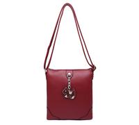 Kitise Chic Puppy Charm Crossbody Messenger Bag Slim Strap - RED