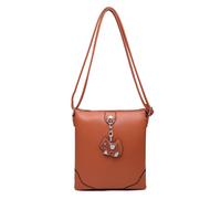 Kitise Chic Puppy Charm Faux Leather Crossbody Messenger Bag In Brown Brown