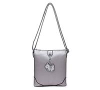 Kitise Chic Puppy Charm Faux Leather Crossbody Messenger Bag In Silver Silver