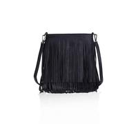 Kitise Classic Pu Leather Fringe Detail Boho Style Crossbody Handbag In Black Black