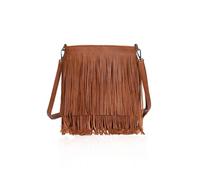 Kitise Classic Pu Leather Fringe Detail Boho Style Crossbody Handbag In Brown Brown One Size