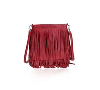 Kitise Classic Pu Leather Fringe Detail Boho Style Crossbody Handbag In Red Red One Size