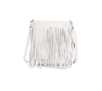 Kitise Classic Pu Leather Fringe Detail Boho Style Crossbody Handbag In White White