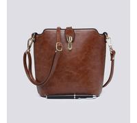 Kitise Classic Small Push Bucklet Crossbody Bag Messenger Bag In Brown Brown