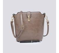Kitise Classic Small Push Bucklet Crossbody Bag Messenger Bag In Taupe Taupe