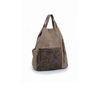 Kitise Convertible Dual-Tone Fuax Suede Multi Pockets Backpack Shoulder Bag In Chocolate Chocolate