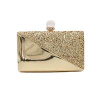 Kitise Crystail Clasp Half Shiny Glitter Evening Clutch Bag In Gold Gold