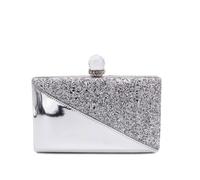 Kitise Crystail Clasp Half Shiny Glitter Evening Clutch Bag In Silver Silver One Size