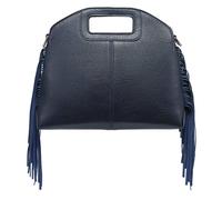 Kitise Cutout Handle Side Frindge Faux Leather Tote Shoulder Handbag In Dark Blue Dark Blue One Size