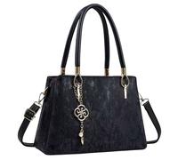 Kitise Decorative Textured Convertible Crossbody Shoulder Handbag In Black Black
