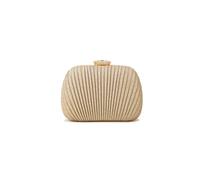 Kitise Diamante Crystal Clasp Pleated Shell Clutch Evening Bag In Gold Gold