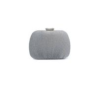 Kitise Diamante Crystal Clasp Pleated Shell Clutch Evening Bag In Silver Silver