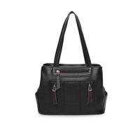 Kitise Double Compartments Multi-Pockets Large Handle Tote Bag In Black Black