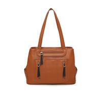 Kitise Double Compartments Multi-Pockets Large Handle Tote Bag In Brown Brown