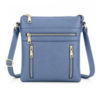 Kitise Double Compartments Multiple Zipper Pockets Slim Crossbody Handbag In Blue Blue