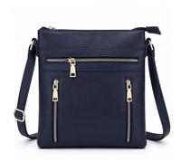 Kitise Double Compartments Multiple Zipper Pockets Slim Crossbody Handbag In Navy Navy