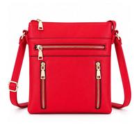 Kitise Double Compartments Multiple Zipper Pockets Slim Crossbody Handbag In Red Red