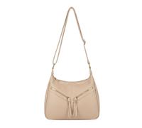 Kitise Double Compartments Ribbon Zipper Crossbody Bag In Beige Beige