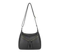 Kitise Double Compartments Ribbon Zipper Crossbody Bag In Black Black