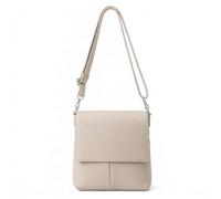 Kitise Double Front Pockets Pebbled Leather Flap Crossbody Bag In Beige Beige