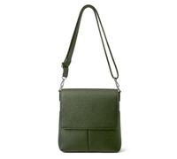 Kitise Double Front Pockets Pebbled Leather Flap Crossbody Bag In Dark Green Dark Green