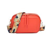 Kitise Double Ribbon Zip Compartments Small Crossbody Bag With Canvas Strap In Orange Orange