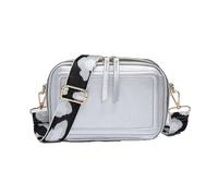 Kitise Double Ribbon Zip Compartments Small Crossbody Bag With Canvas Strap In Silver Silver