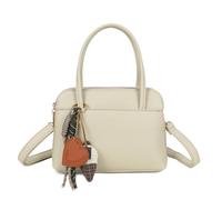 Kitise Double Zip Top Handle Heart Charm Crossbody Shoulder Handbag In Beige Beige