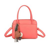 Kitise Double Zip Top Handle Heart Charm Crossbody Shoulder Handbag In Coral Coral
