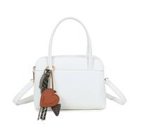 Kitise Double Zip Top Handle Heart Charm Crossbody Shoulder Handbag In White White