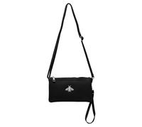 Kitise Double Zip Wristlet Crossbody Purse Bag With Detachable Straps In Black Black