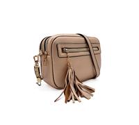 Kitise Dual Zipper Tassel Charm Crossbody Camera Bag In Metallic Gold Metallic Gold