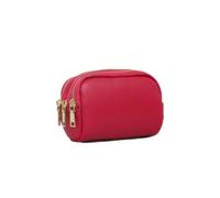 Kitise Durable Genuine Leather Three Zippered Compartments Pouch Purse In Fuchsia Fuchsia