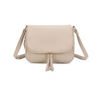 Kitise Elegant Crossbody Bag With Double Zipper Pockets And Magnetic Closure In Beige Beige One Size