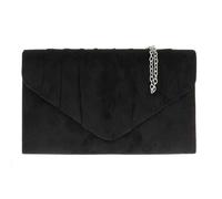 Kitise Elegant Faux Suede Pleated V Shape Evening Clutch Bag In Black Black
